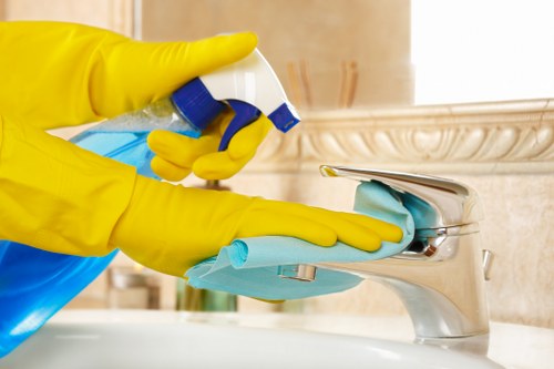 Waste disposal and cleaning materials handled responsibly after service